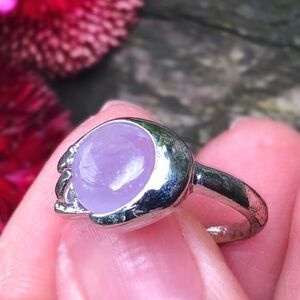 Divine Amethyst Stone Crystal 925 Silver Plated Ring SZ 6.5